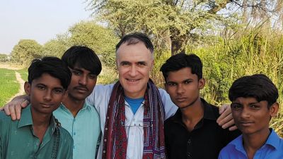 Fr. Patrick Colgan visiting the Parkari Kholi community.