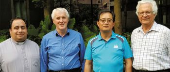 Missionary Society of St. Columban General Council, from left, Columban Fathers Alvaro Martinez, Timothy Mulroy, Joseph Kang and Brian Vale 