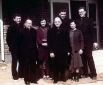 The Archbishop is between Sr. Kate and Theresa in front of the Jeju convent.