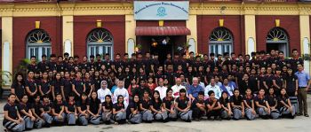 Students and staff at the Higher Education Center