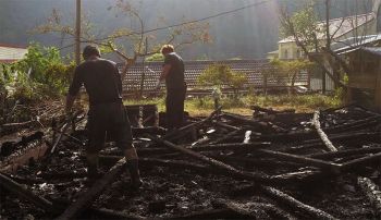 Cleaning up the remains of the old chapel